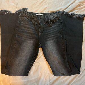 KanCan High Rise Black Wash Frayed Hem Bootcut Jean.